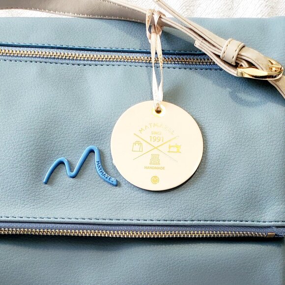 MATMAZEL "Katerina" Two Compartment- Crossbody Purse- Handbag- Blue & Cream - Picture 12 of 12